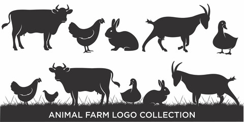 Farm animal icon set logo inspiration. Flat design. Vector illustration concept