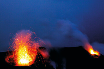 Stromboli Volcano,  eruption, Sicily