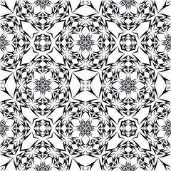 Geometric seamless pattern, ornament, abstract black and white background, fashion print, vector decorative texture.