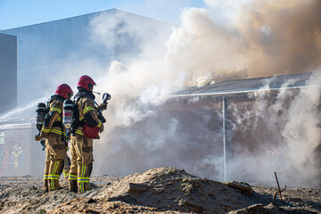 firefighters in a fire