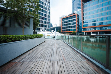 Yacht wharf in urban business district