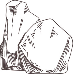 Rocks Formations Monochrome Hand Drawn Illustration