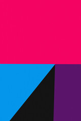 blue, black and purple geometric background with bright pink copy space.