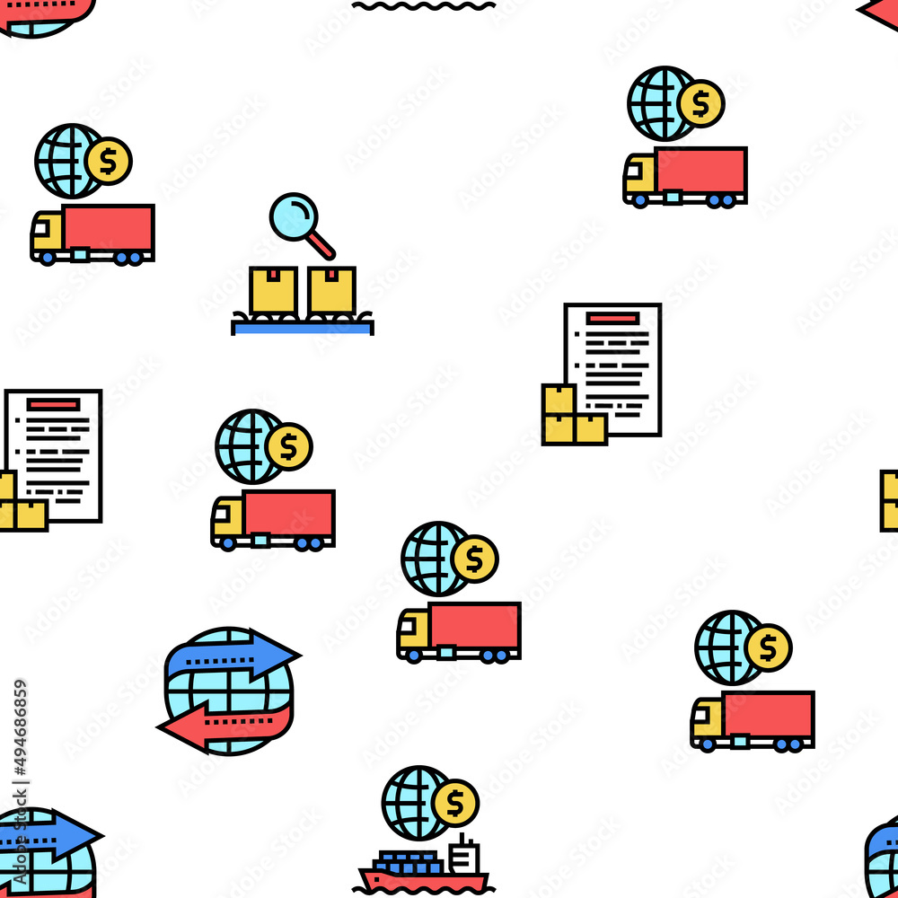 Poster export import logistic vector seamless pattern thin line illustration