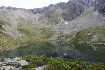 Fototapeta na wymiar Palfner lake in Gastein valley, the view from Graukogel, Austria