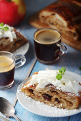 Traditional Austrian strudel with apples