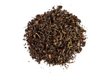black tea leaves isolated on white