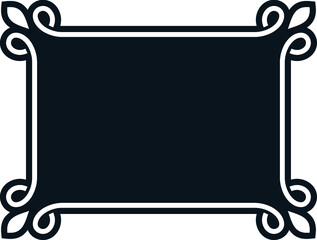 Black vector background with border frame. Rectangular horizontal blackboard with chalk sign, billboard, web banner, card, plaque, signboard, sticker or label 