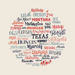 Fun hand written USA design, cute doodle letters template, great for cards, textiles, banners, wallpapers, 4th of July - vector design