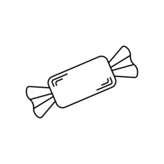 Candy vector icon. Flat linear sweet logo. Candies in thin line style.