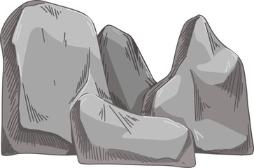 Big Heavy Rocks Colored Hand Drawn Illustration