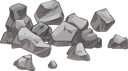 Small Stones Heap Colored Hand Drawn Illustration