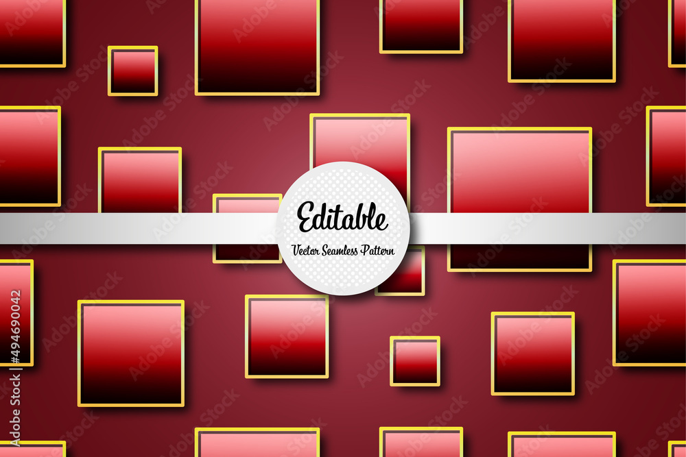 Aufkleber editable red rectangle seamless vector pattern with modern style