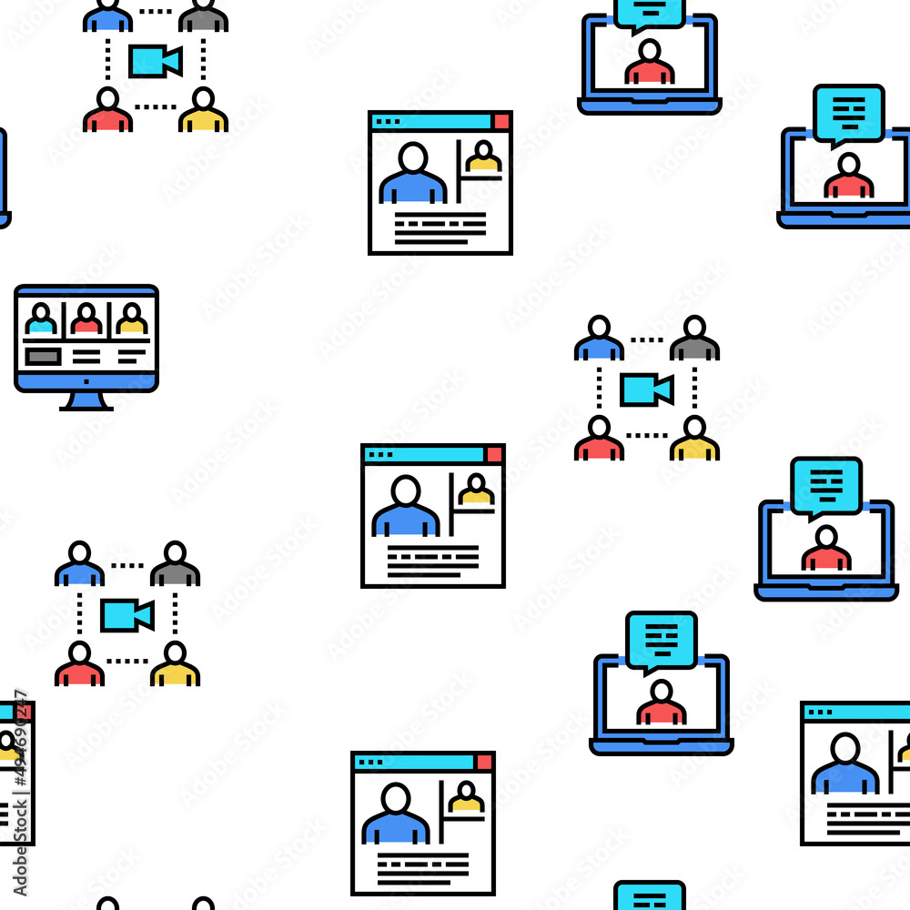 Poster galaxy system space collection vector seamless pattern thin line illustration