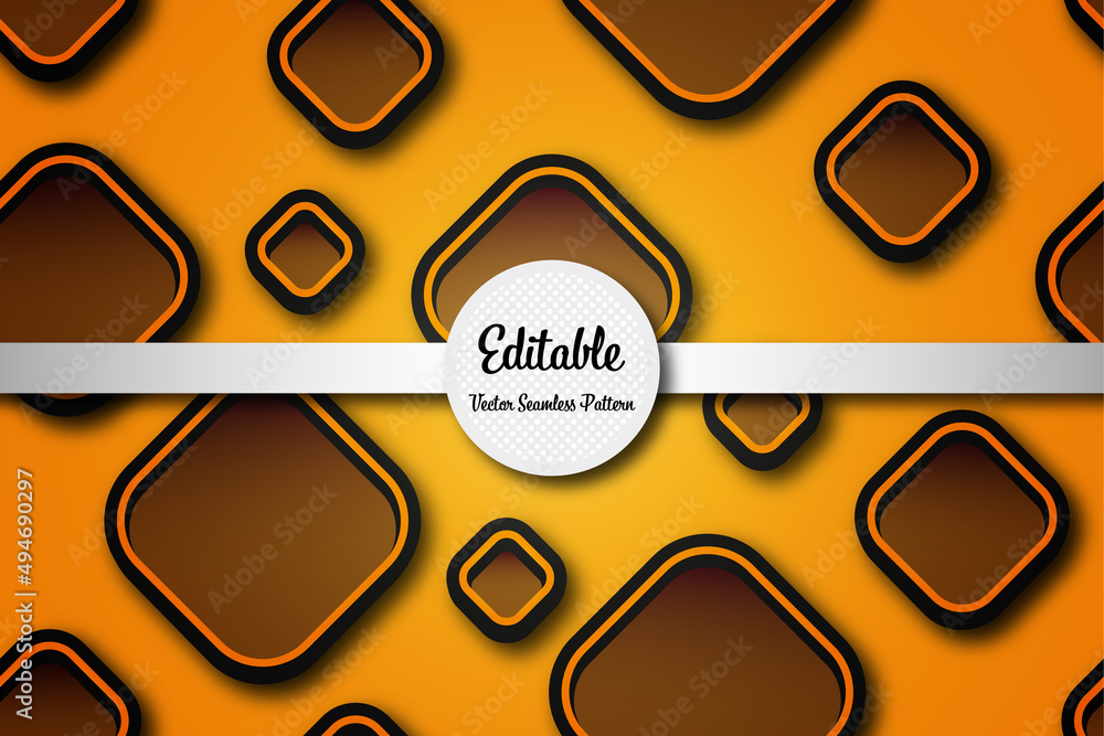 Poster editable yellow diamond seamless vector pattern with modern style