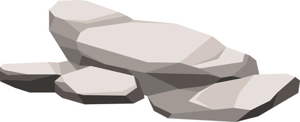 Polygonal Boulder Colored Cartoon Illustration