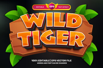 wild tiger cartoon adventure Bold 3D Editable text Effect Style