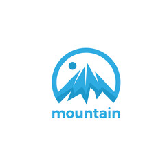Blue mountain logo. Simple and flat mountain logo design