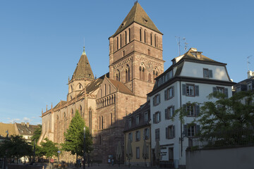 Obraz premium Strasbourg, France - May 21, 2017: Protestant Church Saint Thomas, Strasbourg, Alsace, Bas-Rhin Department, France