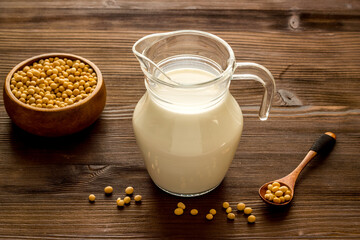 Soy non dairy substitute milk. Healthy vegan drink