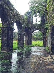 ruins of vasai fort, maharashtra, india 