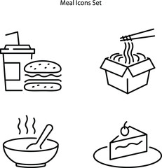 meal icon. Outline meal vector icon color flat isolated on white background.