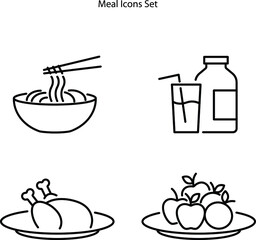 meal icon. Outline meal vector icon color flat isolated on white background. icons set of meals for web, UI, app, logo.