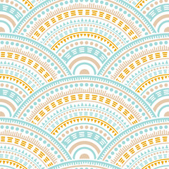 Ethnic circle shapes seamless geometric pattern.