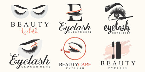 eyelash icon set logo design for beauty with creative element