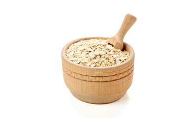 Оatmeal in bowls and bags isolated on a white background. High quality photo