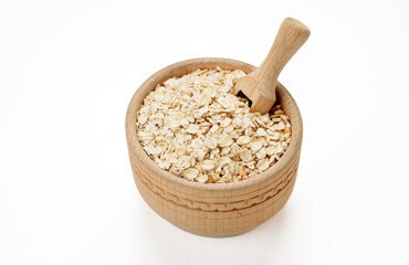 Оatmeal in bowls and bags isolated on a white background. High quality photo