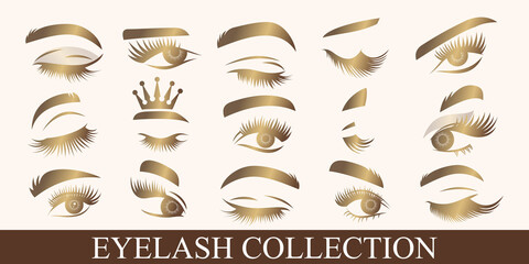 luxury beauty eyelash icon set logo design