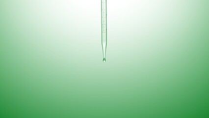 Macro shot of graduated chemical dropper on green background | Abstract body care cosmetics...