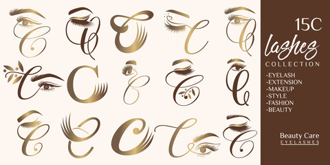 Eyelashes logo with letter C concept