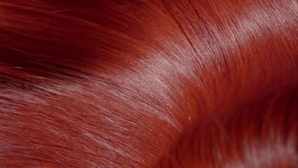 Flowing glossy red dyed hair making waves and light reflections | Hair dyeing concept