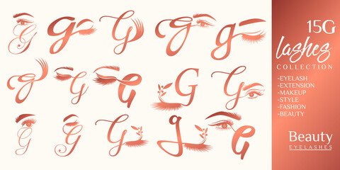 Eyelashes logo with letter G concept