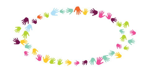 Abstract children handprints nursery games concept vector