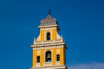 View of The Governor`s Palace and monument of Giuseppe Garibaldi in the center of Parma