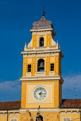 View of The Governor`s Palace and monument of Giuseppe Garibaldi in the center of Parma
