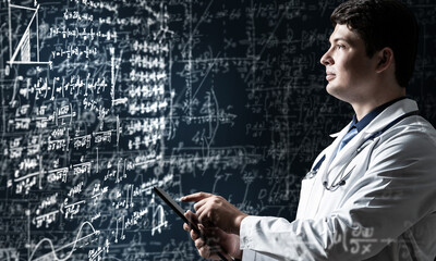 scientist with tablet