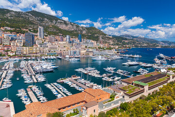 Fototapeta na wymiar Monte Carlo, Monaco. Aerial view on a sunny day