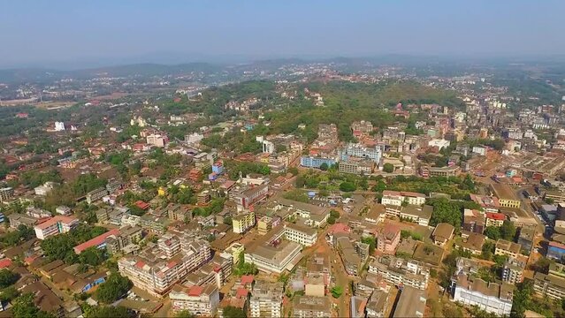 A drone footage of a beautiful city of Margaon in south Goa, India.