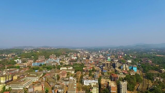 A drone view of Margaon city in south Goa, India.