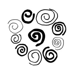 Hand drawn spiral swirl icon set