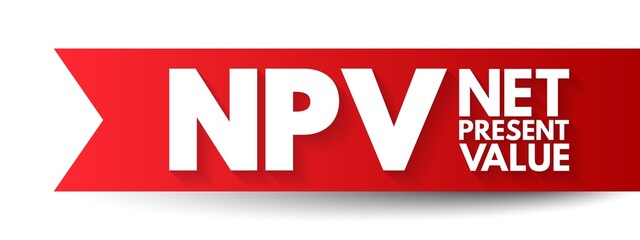 NPV Net Present Value - the cash flows at the required rate of return of your project compared to your initial investment, acronym text concept background