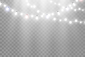 Obraz premium Vector illustration of a light garland on a transparent background. 