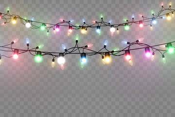 Vector illustration of a light garland on a transparent background.	
