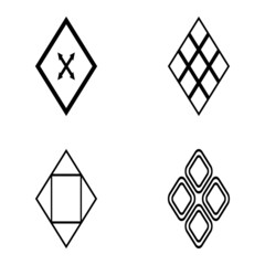 Rhombus Flat Icon Set Isolated On White Background