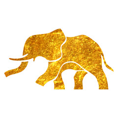 Hand drawn gold foil texture icon Elephants