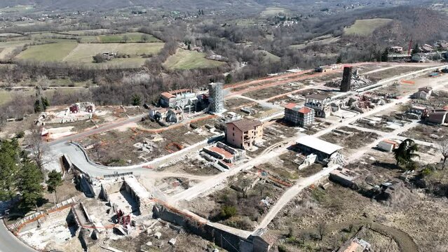 Amatrice, i resti del centro storico a 6 anni dal terremoto.
Vista aerea delle macerie di Amatrice nel 2022.